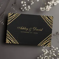 Black And Gold Geometric Abstract Wedding Guest Book