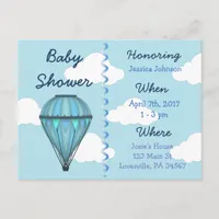 Baby Boy Hot Air Balloon Baby Shower Invitation