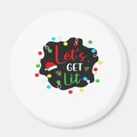 Let's Get Lit Christmas Drinking Lights Santa Esse Magnet