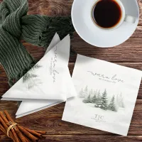 Rustic Winter Wedding Forest Green ID1049 Paper Dinner Napkins