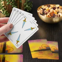 Yellow Purple Santa Monica Pier Spanish Playing Cards