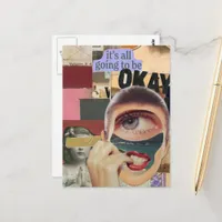 Going to Be Okay Surreal Mixed Media Collage Postcard
