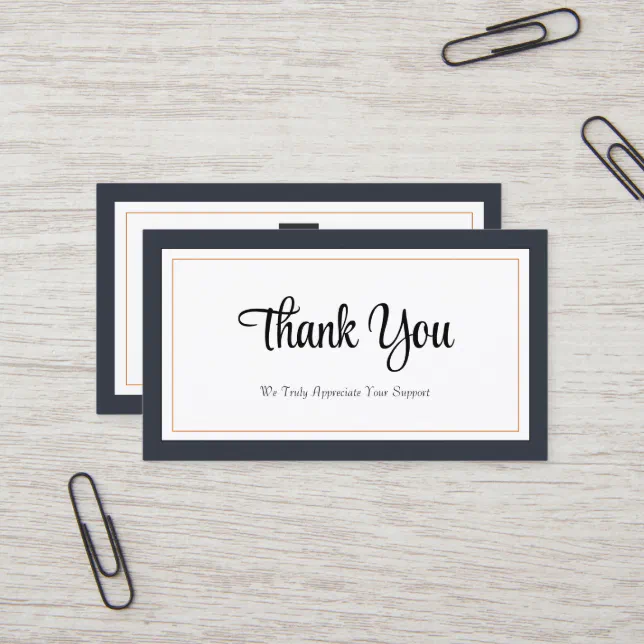 Modern Black White Gold Thank You Card