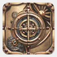 Steampunk Gears Metal Art  Square Sticker