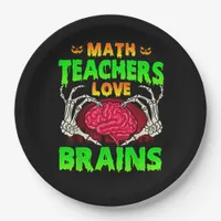 Math Teachers Brains Skeleton Hand Heart Halloween Paper Plates
