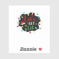 Let's Get Lit Funny Christmas Drinking Lights Sant Sticker