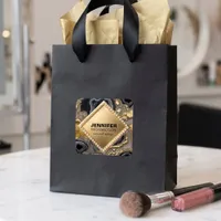 Black Gold Agate Pearl Makeup Artist Branding Square Sticker