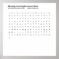 Blessings Font Glyphs Contact Sheet Poster