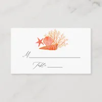 Watercolor Living Coral Beach Wedding Place Card