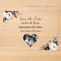 Pretty Botanical Translucent Wedding Save the Date Acrylic Invitations