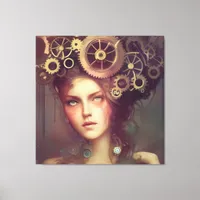 A fantasy woman with steampunk gears on her head canvas print
