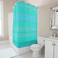 Modern zigzag pattern - waves in turquoise shower curtain