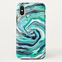 Blue and /teal Marble Swirls  iPhone XS Case