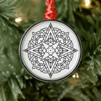 Black and White Simple Mandala  Metal Ornament