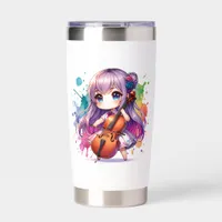 Cute Anime Girl Playing Cello Personalized Insulated Tumbler