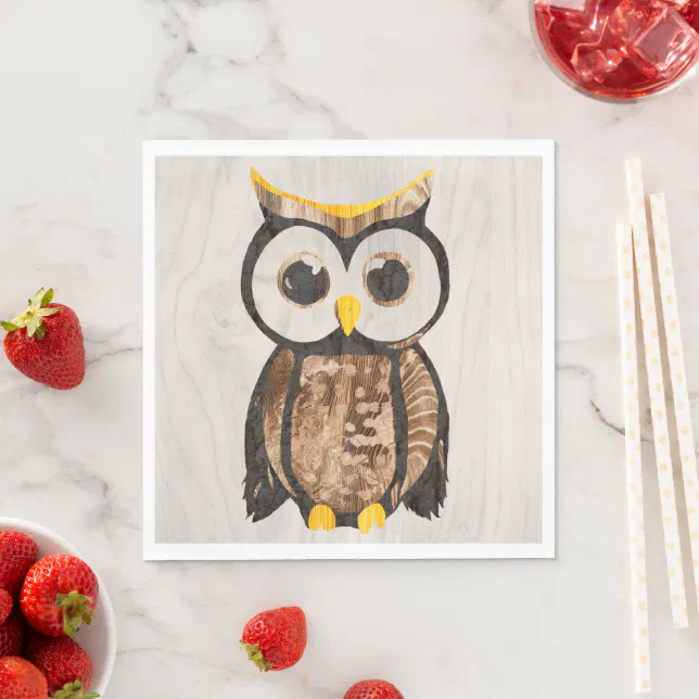  Wood - Owl with big eyes Napkins