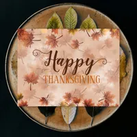 Autumn Fall Brown Leaves Happy Thanksgiving  Holiday Postcard