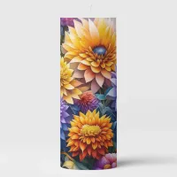 Pretty Colorful Ai Art Flowers  Pillar Candle