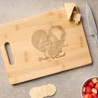 Red Dragon Heart Valentine Chinese New Year Wood Engraved Cutting Board