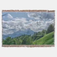 Mountain view in alps throw blanket