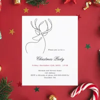 Black white reindeer Christmas Party invitation