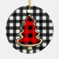 Leopard Print, Buffalo Plaid, Christmas Trees    Ceramic Ornament