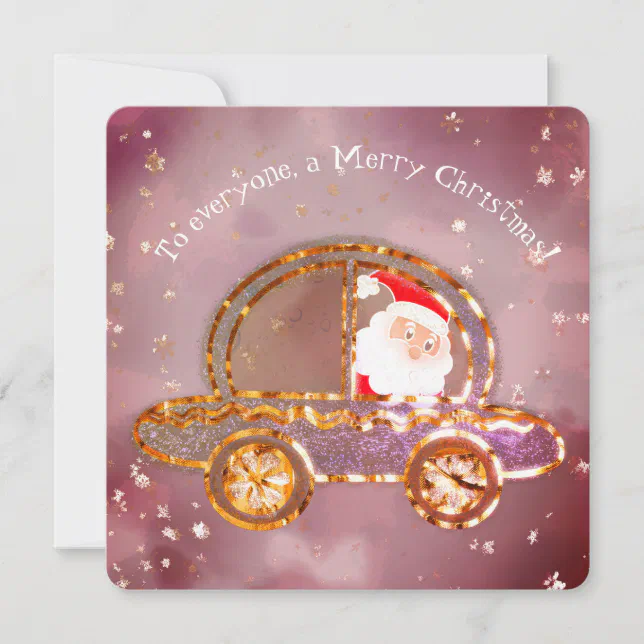 Santa in his car at Christmas Invitation