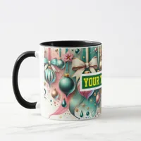 Christmas Bulbs Watercolour Coffee Mug