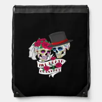 Till Death Do Us Part Skull Drawstring Bag