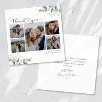 Script with Heart Multi Photo Wedding Thank You Card