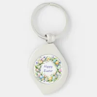 Pretty Wreath Floral Happy Easter Eggs Flowers Keychain