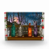 Reflection | Colorful Glass Vases in Window Sill   Photo Block