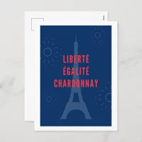 Liberté Égalité Chardonnay Funny Eiffel Tower Wine Holiday Postcard