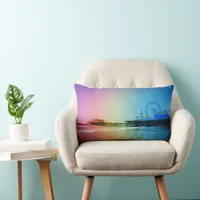 Santa Monica Pier Rainbow Colors Lumbar Pillow