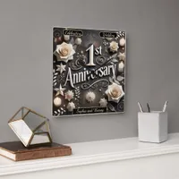 Celebrating a Charming First Anniversary Moment Square Wall Clock