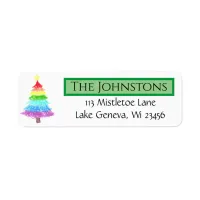 Rainbow Christmas Tree Label