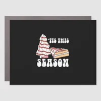 Tis The Season Christmas Tree Groovy Retro Vintage Car Magnet