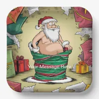 Funny Dirty Santa Christmas Collection Paper Plates