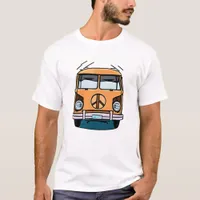Tan Retro Hippie Van Vintage Colors Art T-Shirt