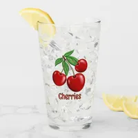 Red Cherries Cluster Design Personalized Glass