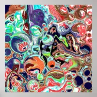 Colorful modern Abstract Fluid Art  Poster