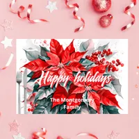 Festive Red Poinsettia Christmas Paper Placemat