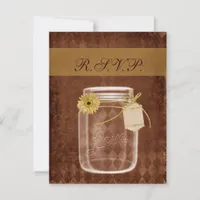 sunflower rustic mason jar wedding rsvp