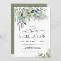 Elegant Eucalyptus Greenery Birthday Celebration  Invitation
