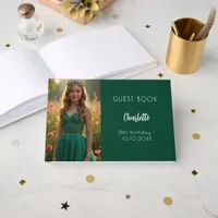 Emerald green photo birthday guest book