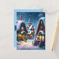 Charming snowy Christmas village  Postcard