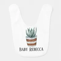 Potted Succulent Houseplant Custom Baby Bib