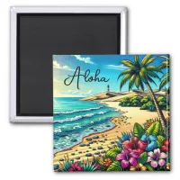 Tropical Ocean Aloha Vacation  Magnet