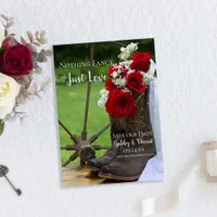 Rustic Roses Cowboy Boots Wedding Save the Date Invitation