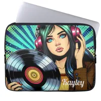 Comic Style Girl with Vinyl Album